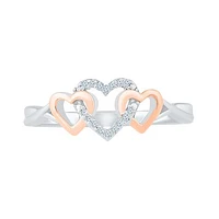 Sterling Silver 10K Rose Gold Diamond Promise Ring