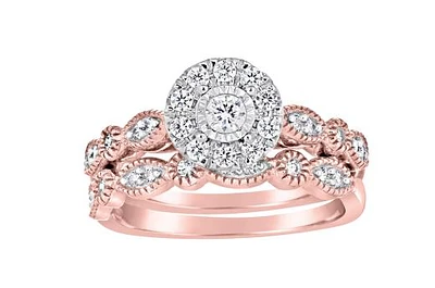 10K Rose & White Gold 0.50CTW Bridal Set
