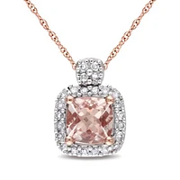 Julianna B 10K Rose Gold Morganite & 0.10CTW Diamond Pendant with Chain