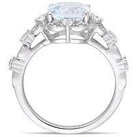 Julianna B 14K White Gold Aquamarine White Sapphire & Diamond Ring