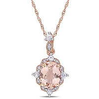 Julianna B 10K Rose Gold Morganite White Sapphire & Diamond Accent Drop Pendant