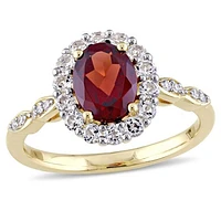 Julianna B 14K Yellow Gold Garnet White Topaz & 0.05CT Diamond Fashion Ring