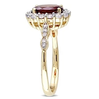Julianna B 14K Yellow Gold Garnet White Topaz & 0.05CT Diamond Fashion Ring