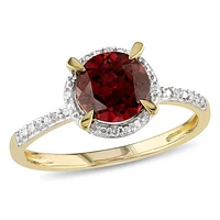 Julianna B 10K Yellow Gold Garnet & 0.05CTW Diamond Fashion Ring