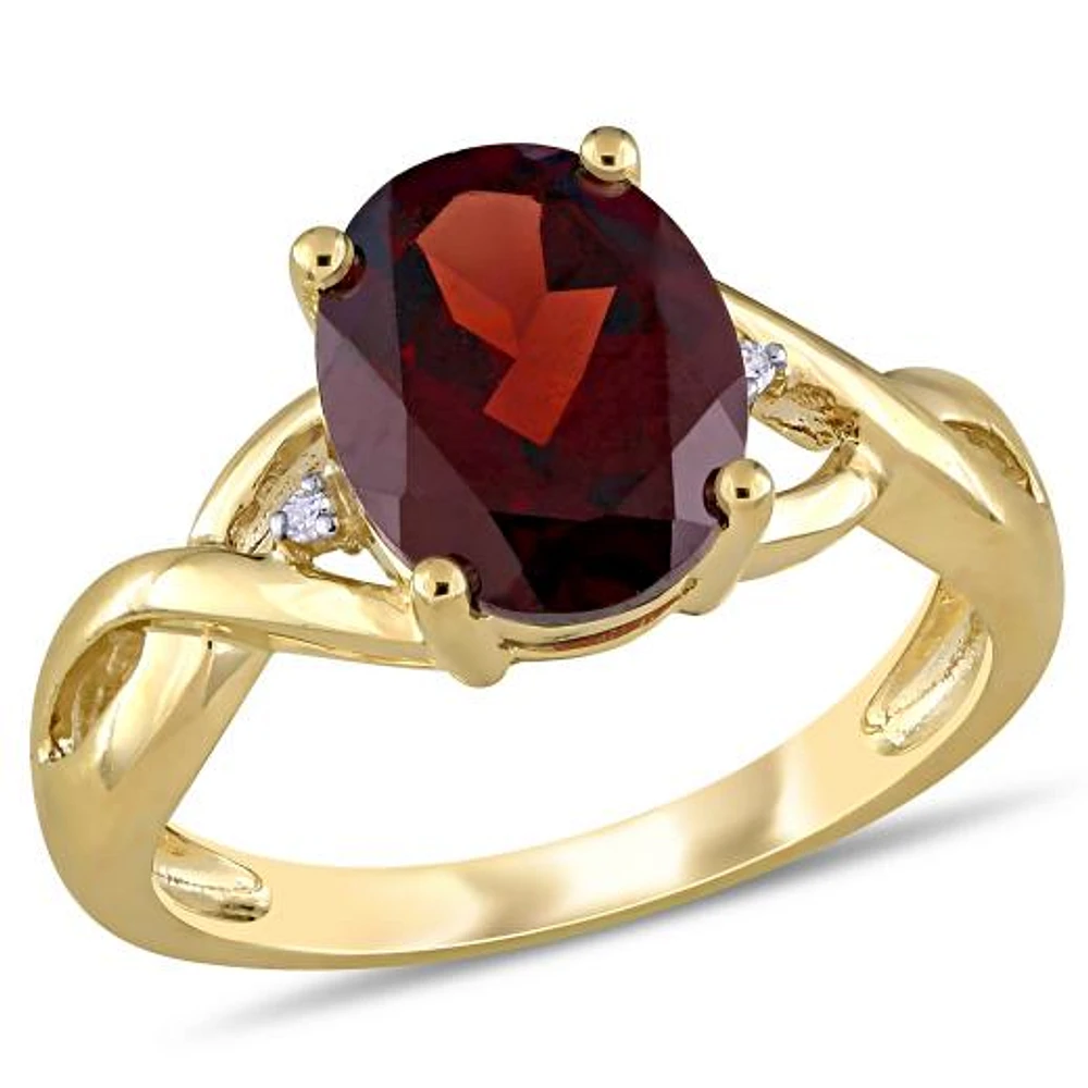 Julianna B 10K Yellow Gold Garnet & 0.01CTW Diamond Fashion Ring