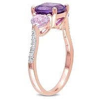 Julianna B Sterling Silver Amethyst Rose De France & 0.03CTW Diamond Ring