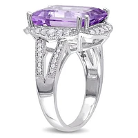Julianna B Sterling Silver Amethyst White Topaz & 0.10CT Diamond Fashion Ring