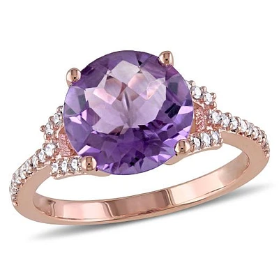 Julianna B 10K Rose Gold Amethyst & 0.15CTW Diamond Fashion Ring