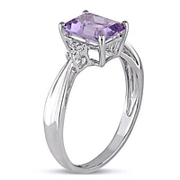 Julianna B 10K White Gold Amethyst & 0.03CTW Diamond Fashion Ring