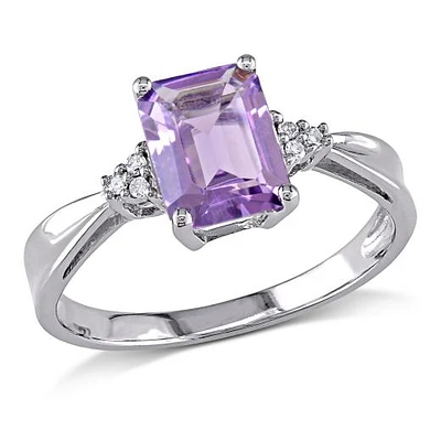 Julianna B 10K White Gold Amethyst & 0.03CTW Diamond Fashion Ring