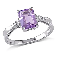 Julianna B 10K White Gold Amethyst & 0.03CTW Diamond Fashion Ring