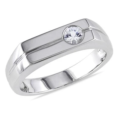 Julianna B Sterling Silver White Sapphire Men's Ring