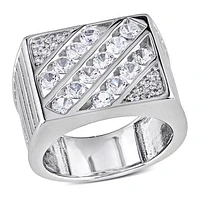 Julianna B Sterling Silver Created White Sapphire Men's Ring