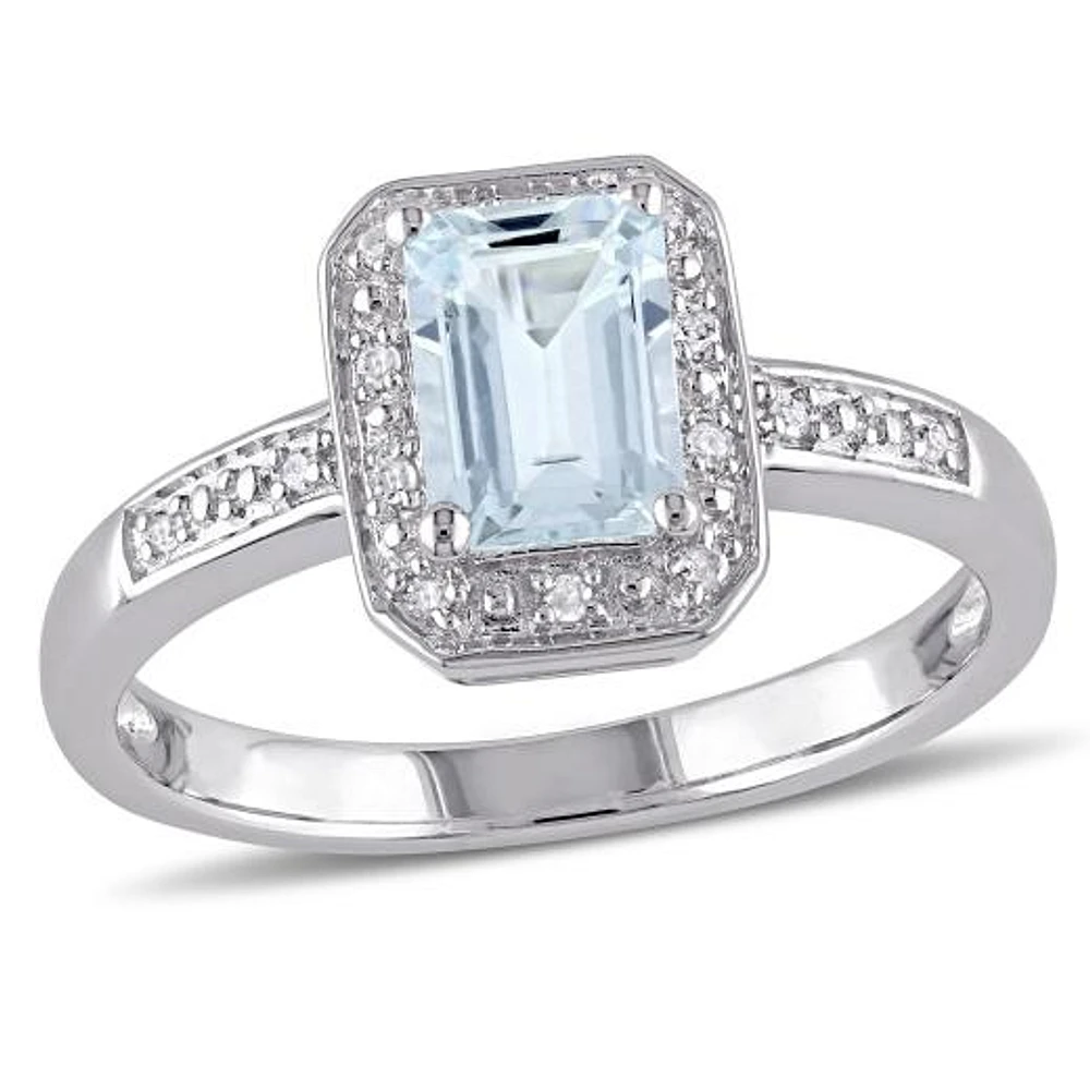Julianna B Sterling Silver Aquamarine & 0.06CTW Diamond Fashion Ring