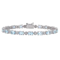 Julianna B Sterling Silver Aquamarine & Diamond Bracelet