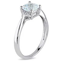 Julianna B 10K White Gold Aquamarine & 0.02CTW Diamond Fashion Ring