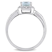 Julianna B 10K White Gold Aquamarine & 0.06CTW Diamond Fashion Ring