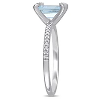 Julianna B 14K White Gold Aquamarine & 0.10CTW Diamond Fashion Ring