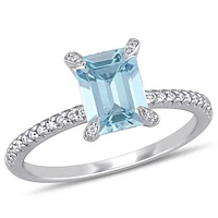 Julianna B 14K White Gold Aquamarine & 0.10CTW Diamond Fashion Ring