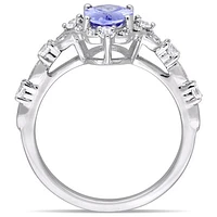 Julianna B 14K White Gold Tanzanite 0.06CT Diamond & Sapphire Ring