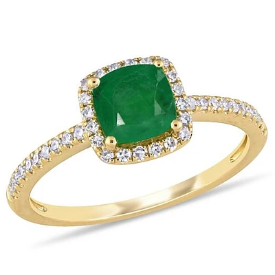 Julianna B 14K Yellow Gold Emerald & 0.20CTW Diamond Fashion Ring