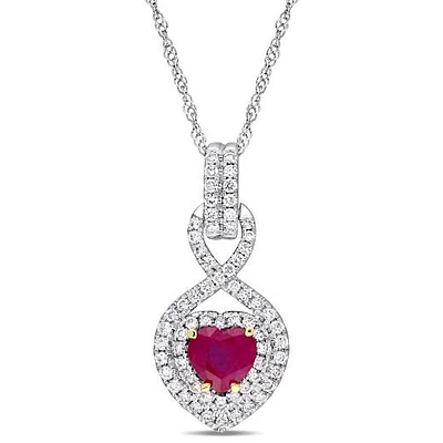 Julianna B 14K White & Yellow Gold Ruby & 0.30CTW Diamond Infinity Pendant