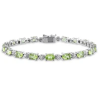 Julianna B Sterling Silver Peridot & Diamond 7.25" Bracelet