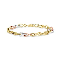 10K Yellow Gold White Gold and Rose Gold Multi Links Bracelet