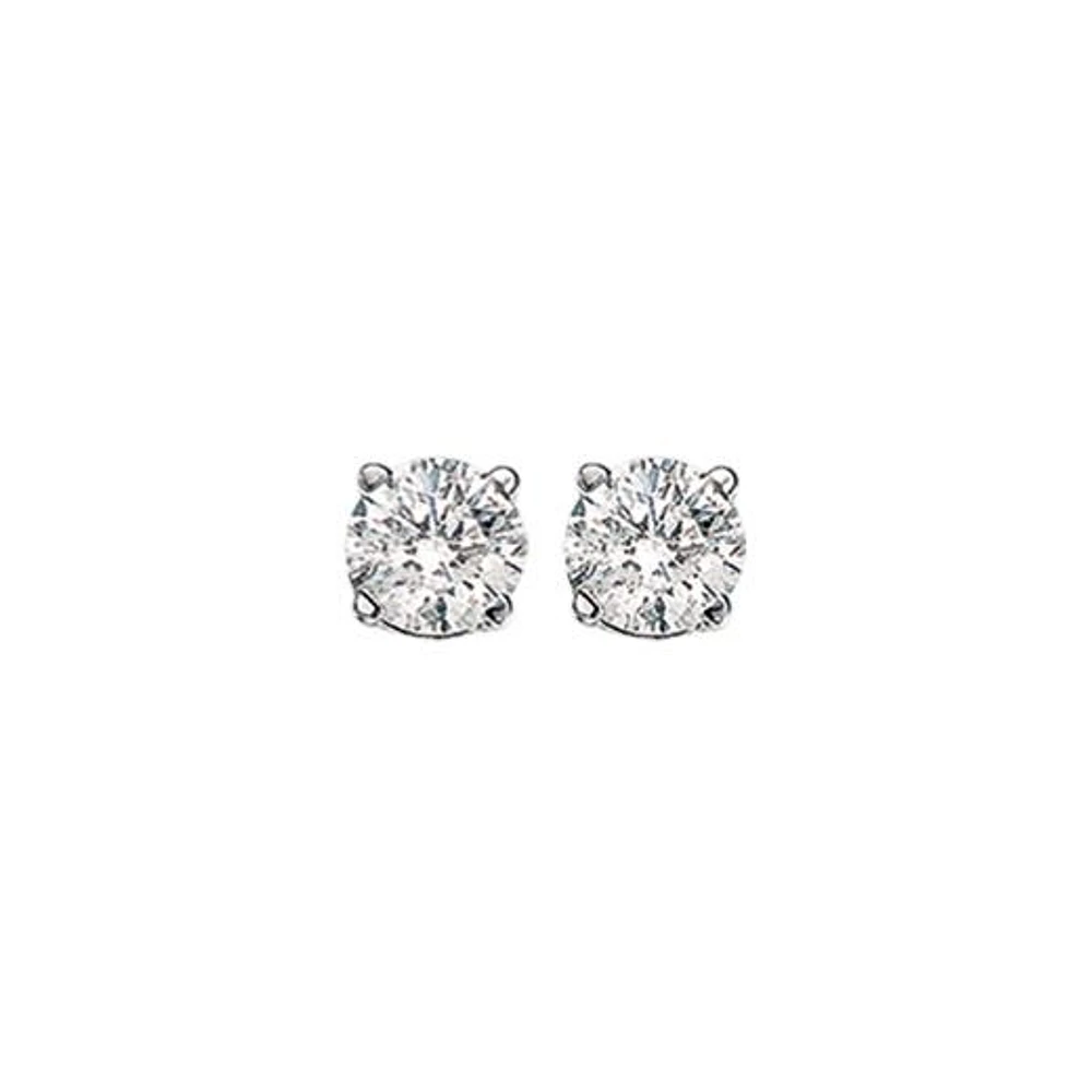 14K White Gold 0.33CTW Diamond Solitaire Studs