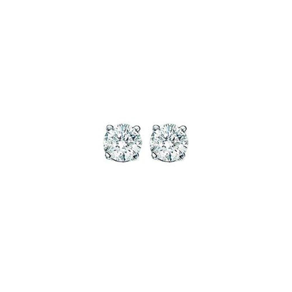 14K White Gold 0.50CTW Diamond Solitaire Studs