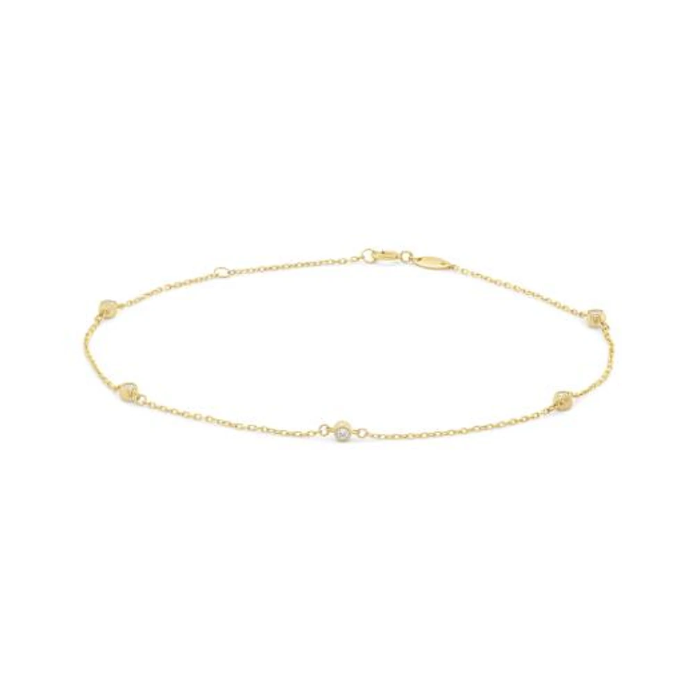 10K Yellow Gold 9+1" Cubic Zirconia Anklet