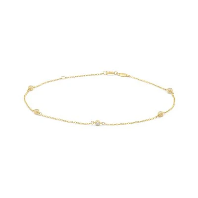 10K Yellow Gold 9+1" Cubic Zirconia Anklet