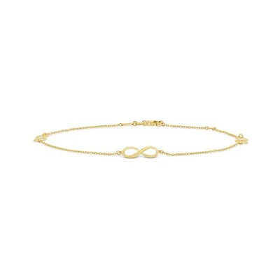10K Yellow Gold 9+1" Infinity Anklet