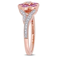 Julianna B 10K Rose Gold Pink Sapphire & 0.16CTW Diamond Fashion Ring