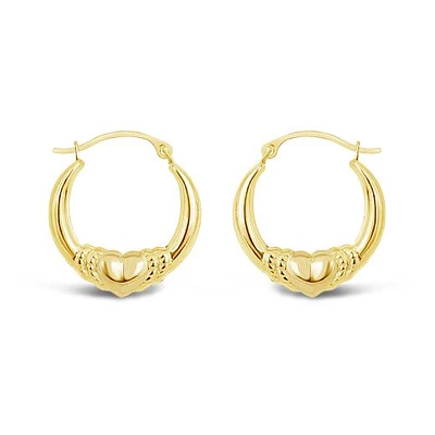 10K Yellow Gold Heart Creole Earrings