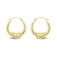 10K Yellow Gold Heart Creole Earrings