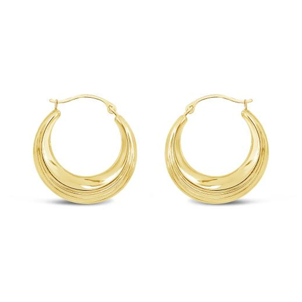 10K Yellow Gold Round Creole Earrings