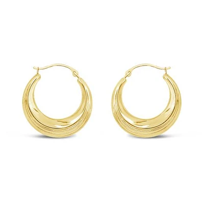 10K Yellow Gold Round Creole Earrings
