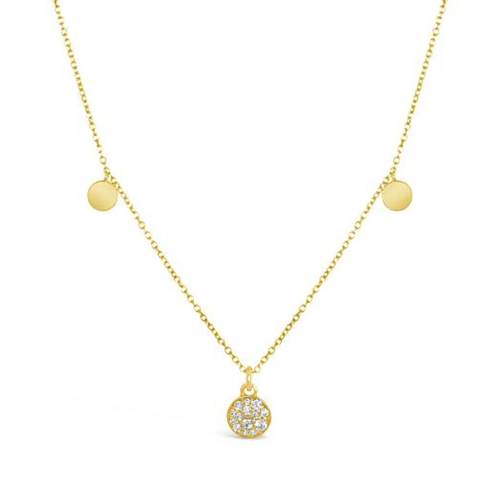10K Yellow Gold Diamond Disc Necklace