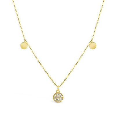 10K Yellow Gold Diamond Disc Necklace