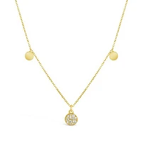 10K Yellow Gold Diamond Disc Necklace