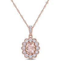 Julianna B 10K Rose Gold Morganite White Sapphire & Diamond Pendant with Chain