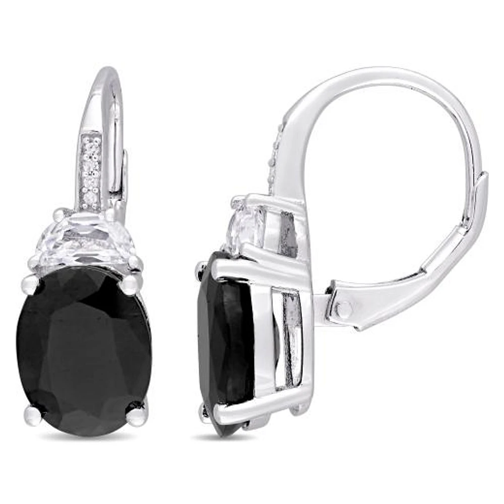 Julianna B Sterling Silver Sapphire, Created Sapphire & Diamond Earrings