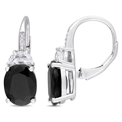 Julianna B Sterling Silver Sapphire, Created Sapphire & Diamond Earrings