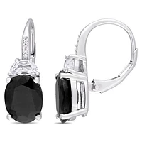 Julianna B Sterling Silver Sapphire, Created Sapphire & Diamond Earrings