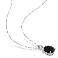 Julianna B Sterling Silver Sapphire, Created White Sapphire & Diamond Pendant