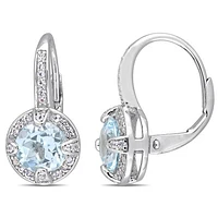 Julianna B Sterling Silver Blue Topaz & White Sapphire Leverback Earrings
