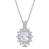 Julianna B Sterling Silver Created White Sapphire & 0.02CTW Diamond Necklace