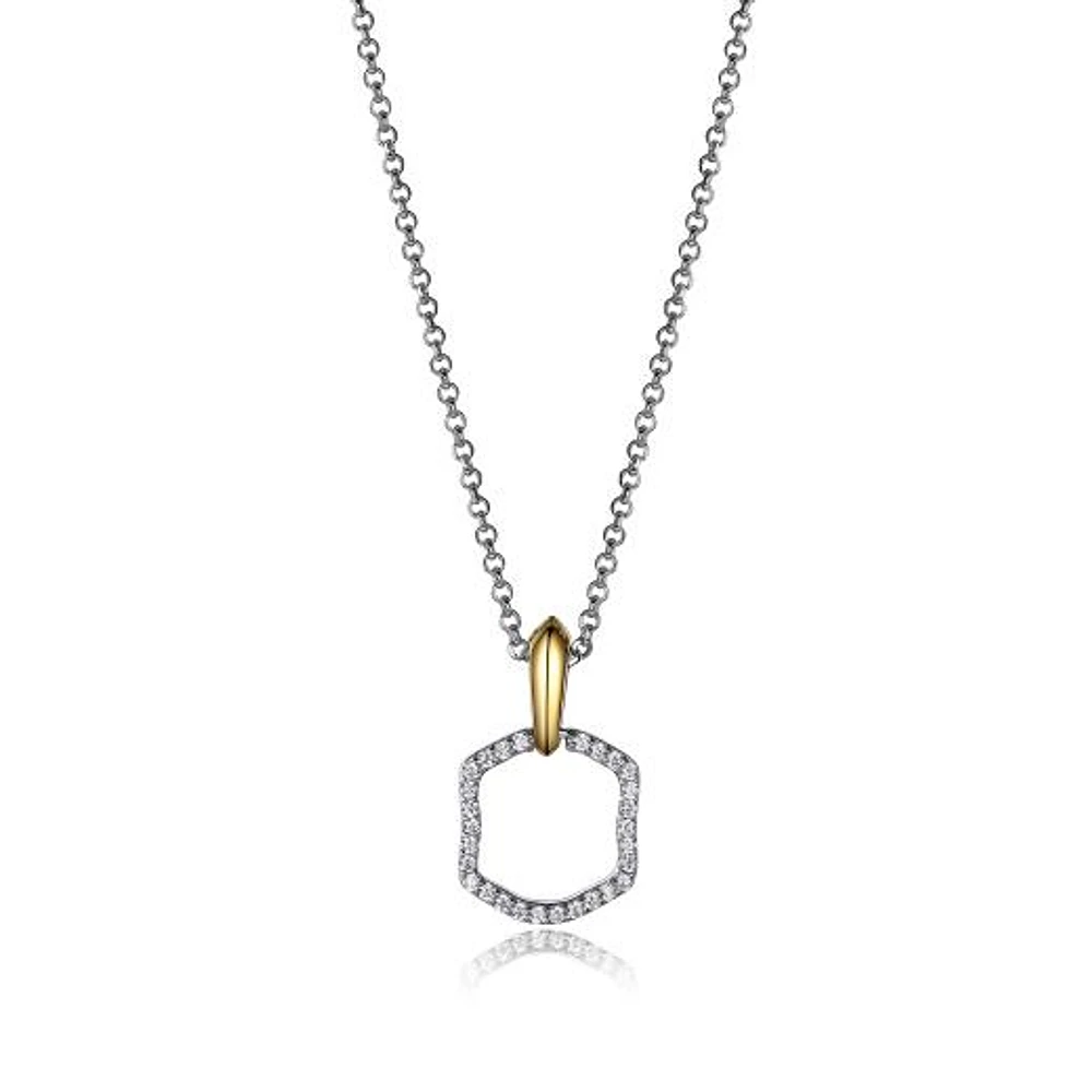 Elle 17+2" 2-Tone Cubic Zirconia Pendant Necklace