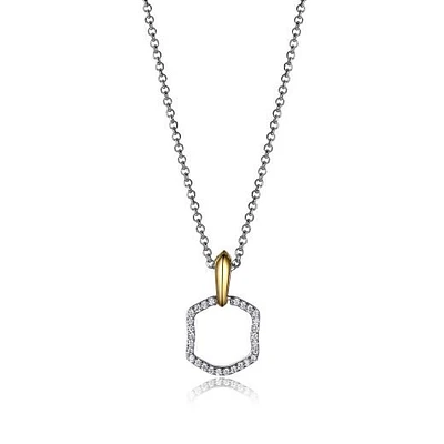 Elle 17+2" 2-Tone Cubic Zirconia Pendant Necklace